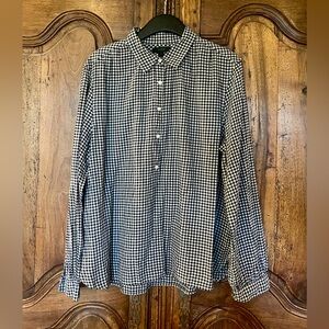 J.Crew Popover Shirt in Black and White Gingham Size 14